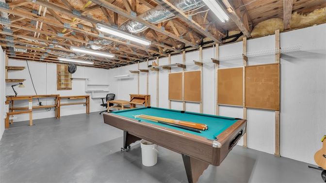 Billiard Table, Game Room, Interior, Wooden Beams, Wooden Ceilings