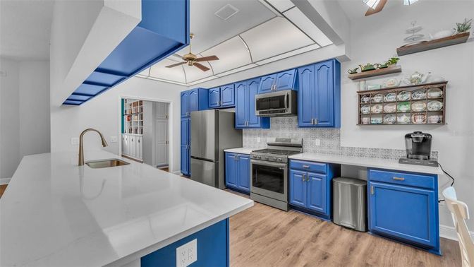 Interior, Kitchen, Stainless Steel Appliances, Wood Texture Flooring