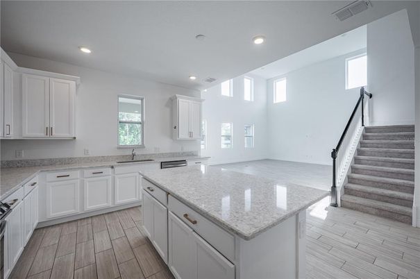 Interior, Kitchen, Recessed Lighting, Wood Texture Flooring