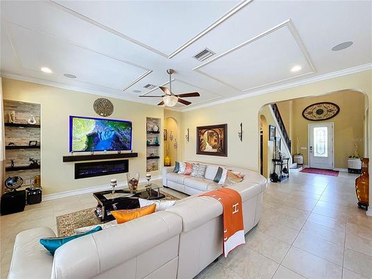 Fireplace, Interior, Living room, Recessed Lighting