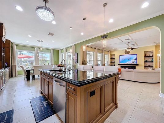 Dining room, Interior, Kitchen, Living room, Pendant Lights, Recessed Lighting