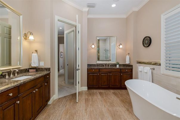 Bathroom, Dual Sink Vanities, Free Standing Baths, Interior, Recessed Lighting