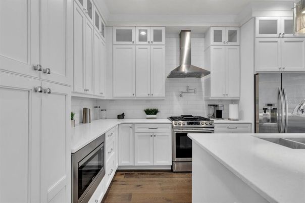 Interior, Kitchen, Stainless Steel Appliances, Wood Texture Flooring