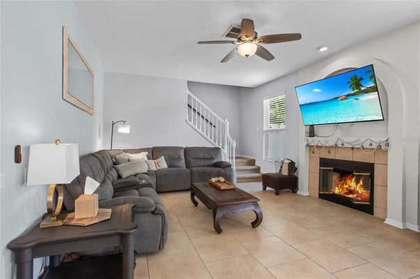 Fireplace, Interior, Living room, Recessed Lighting
