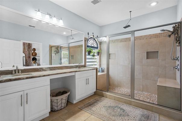 Bathroom, Glass Shower, Interior, Recessed Lighting