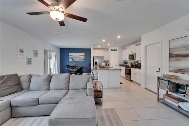 Dining room, Interior, Kitchen, Living room, Recessed Lighting, Stainless Steel Appliances