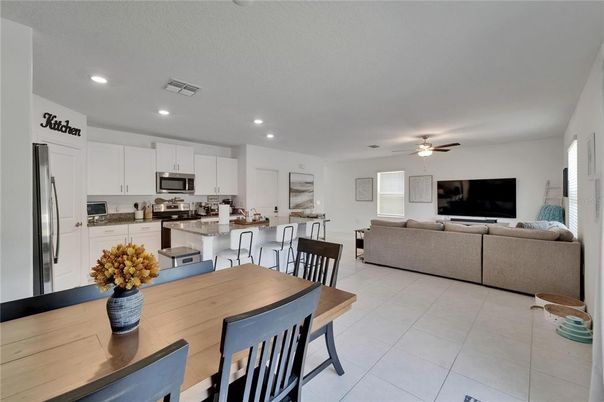Dining room, Interior, Kitchen, Living room, Recessed Lighting, Stainless Steel Appliances