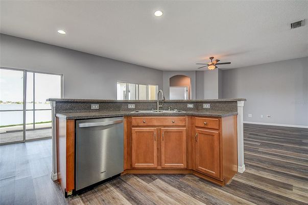 Interior, Kitchen, Recessed Lighting, Wood Texture Flooring