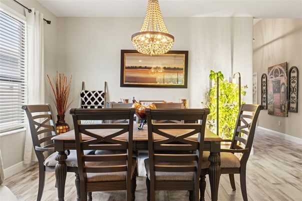 Chandelier, Dining room, Interior, Wood Texture Flooring