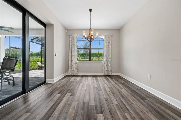 Chandelier, Empty room, Interior, Pendant Lights, Wood Texture Flooring