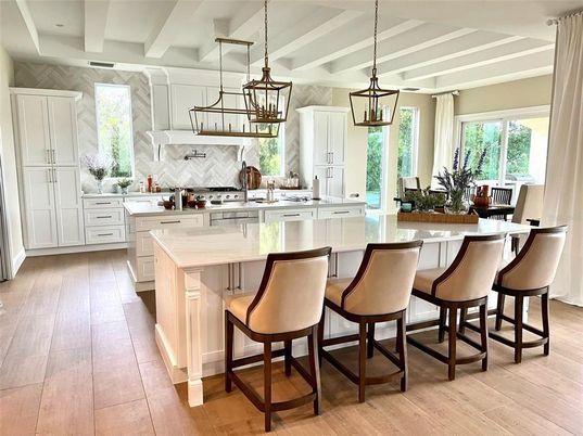 Interior, Kitchen, Pendant Lights, Wood Texture Flooring