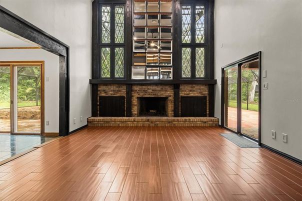 Empty room, Fireplace, Interior, Wood Texture Flooring