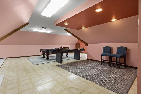 Billiard Table, Game Room, Interior, Recessed Lighting