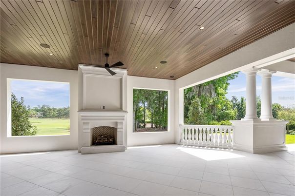 Fireplace, Interior, Recessed Lighting, Wooden Ceilings
