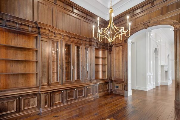 Chandelier, Empty room, Interior, Wood Texture Flooring, Wooden Walls
