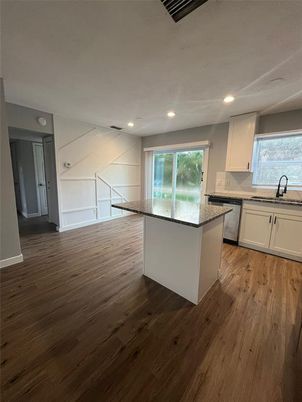 Interior, Kitchen, Recessed Lighting, Wood Texture Flooring
