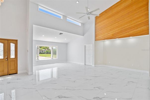 Empty room, Interior, Marble, Recessed Lighting