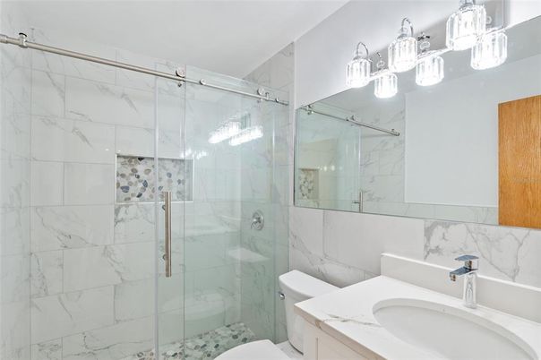 Bathroom, Glass Shower, Interior, Marble Walls