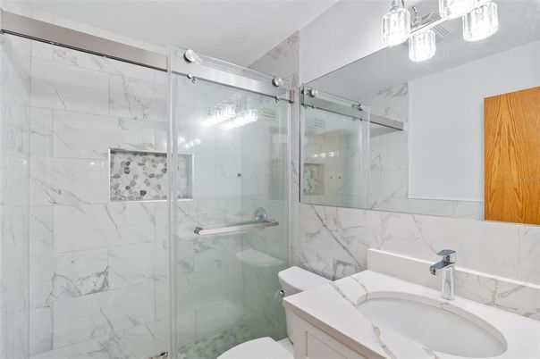 Bathroom, Glass Shower, Interior, Marble Walls