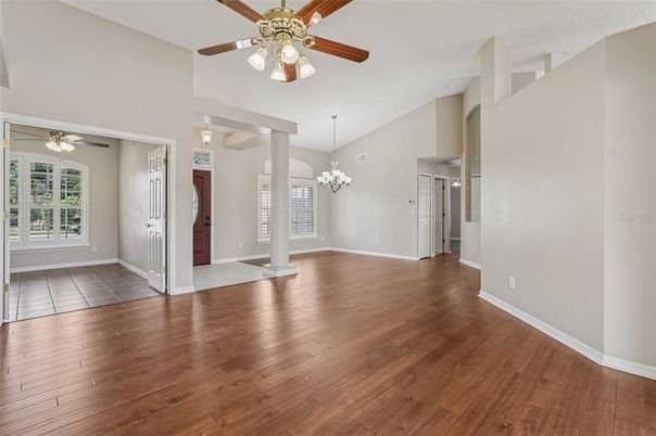 Chandelier, Empty room, Interior, Wood Texture Flooring