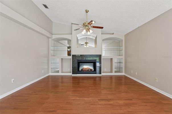 Empty room, Fireplace, Interior, Wood Texture Flooring