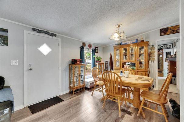 Chandelier, Dining room, Interior, Wood Texture Flooring
