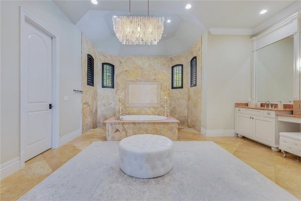 Bathroom, Chandelier, Interior, Recessed Lighting