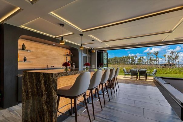 Billiard Table, Game Room, Interior, Pendant Lights, Recessed Lighting, Water