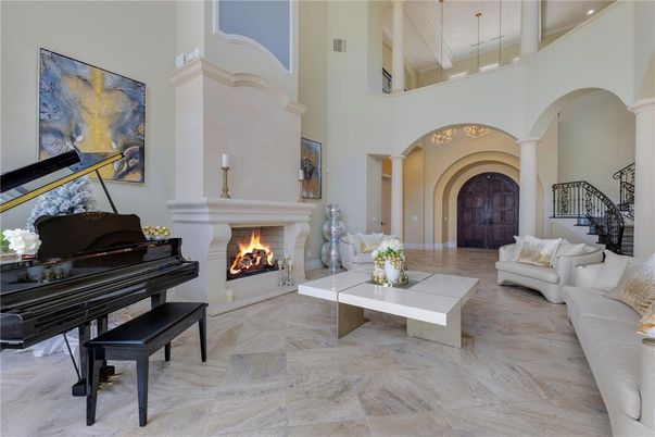Fireplace, Interior, Living room, Marble, Piano