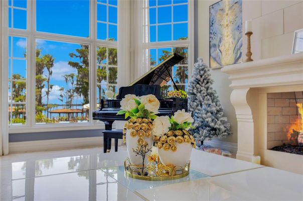 Fireplace, Interior, Piano, Water