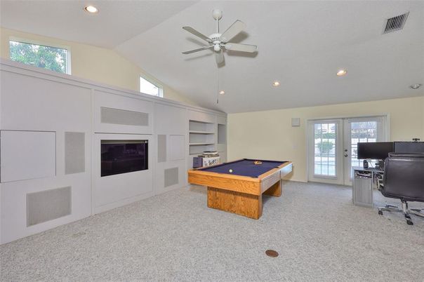 Billiard Table, Game Room, Home Office, Interior, Recessed Lighting