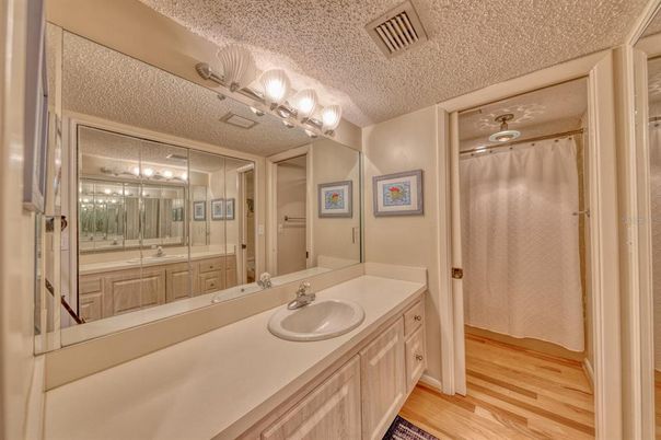 Bathroom, Glass Shower, Interior, Wood Texture Flooring