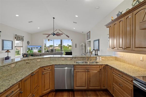 Interior, Kitchen, Recessed Lighting, Wood Texture Flooring
