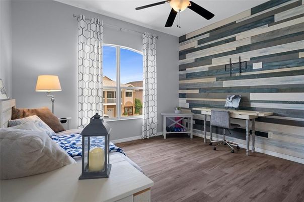 Home Office, Interior, Wood Texture Flooring, Wooden Walls