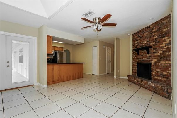 Empty room, Fireplace, Interior, Kitchen, Stone Walls