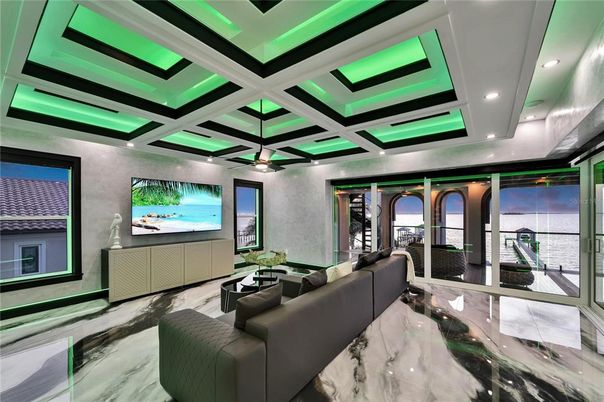 Interior, Living room, Marble, Recessed Lighting, Water