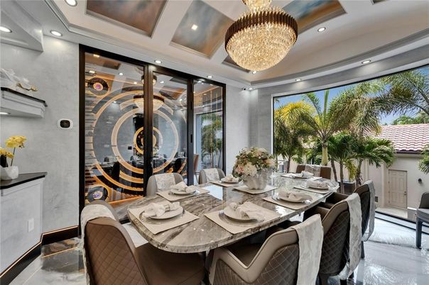 Chandelier, Dining room, Interior, Recessed Lighting