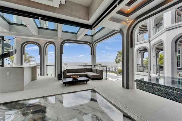 Glass Ceilings, Interior, Living room, Recessed Lighting, Sun Room, Water
