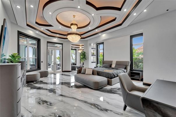 Chandelier, Interior, Living room, Marble, Recessed Lighting