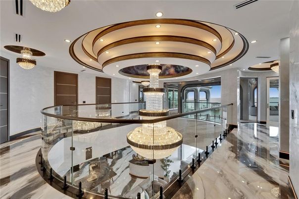 Chandelier, Interior, Marble, Recessed Lighting