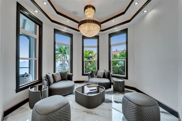 Chandelier, Interior, Living room, Marble, Recessed Lighting