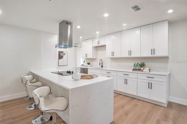 Interior, Kitchen, Recessed Lighting, Wood Texture Flooring
