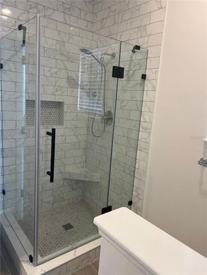 Bathroom, Glass Shower, Interior, Marble Walls