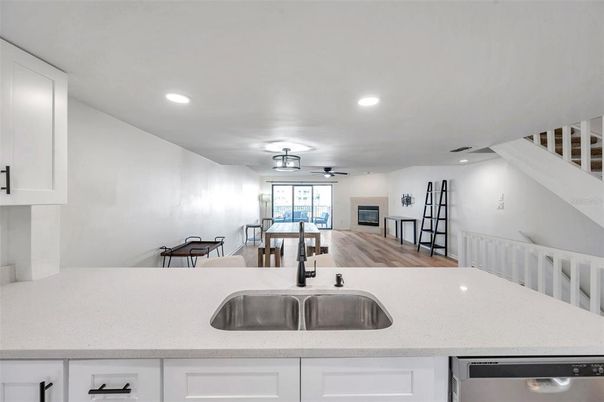 Interior, Kitchen, Recessed Lighting, Wood Texture Flooring