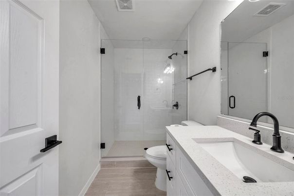 Bathroom, Dual Sink Vanities, Glass Shower, Interior