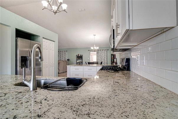 Chandelier, Interior, Kitchen, Stainless Steel Appliances
