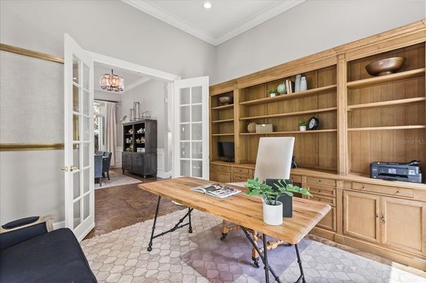 Chandelier, Home Office, Interior, Recessed Lighting