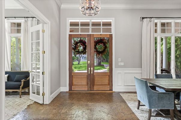 Chandelier, Home Office, Interior, Wood Texture Flooring