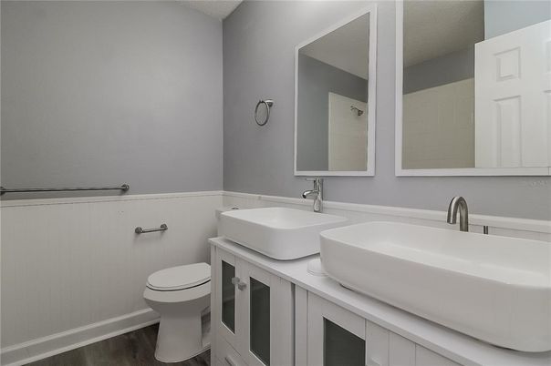 Bathroom, Dual Sink Vanities, Interior, Wood Texture Flooring