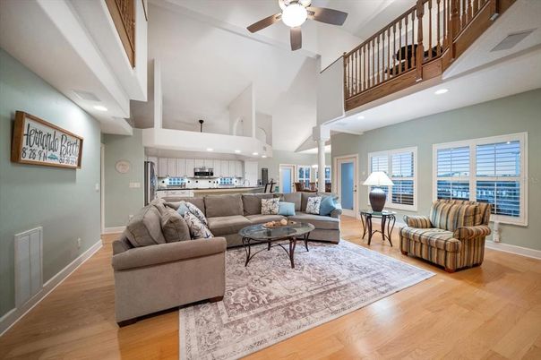 Interior, Kitchen, Living room, Recessed Lighting, Wood Texture Flooring